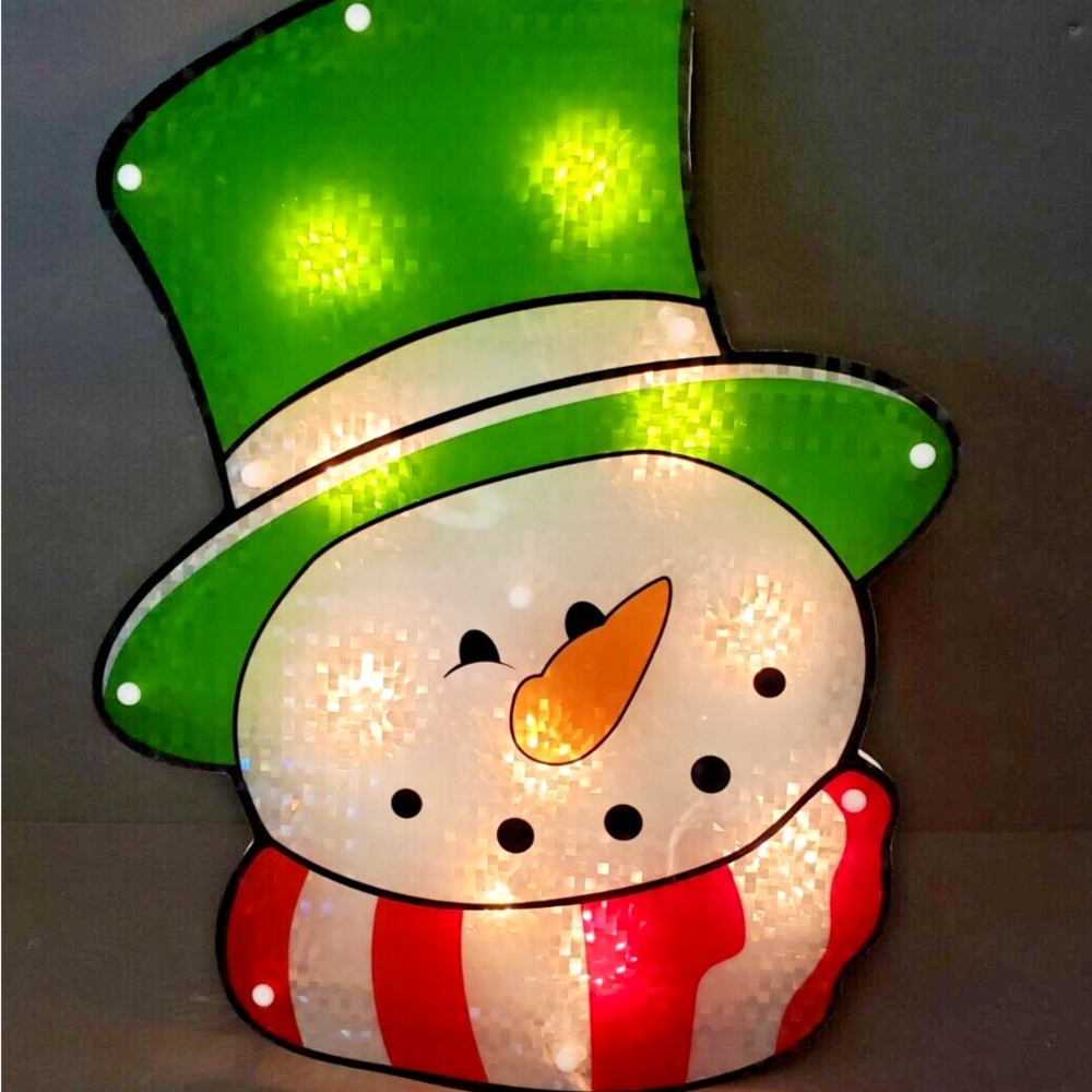 Vintage 17" Lighted Snowman Christmas Window Decoration ⛄️Impact Innovations